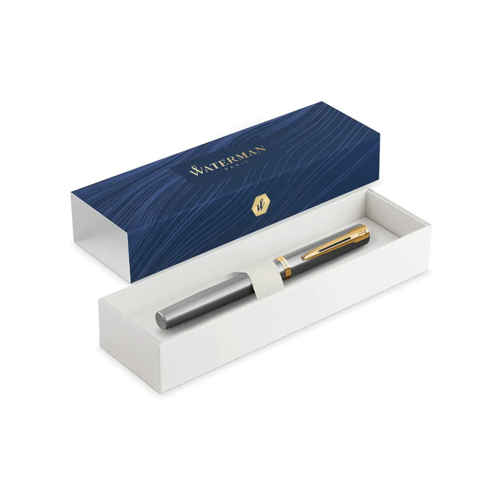 Fountain pen Impression with box - Waterman - Steel Gold Trim M