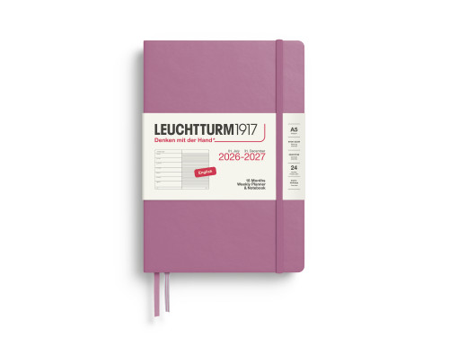 Planer tygodniowy z notatnikiem w linie 2026/2027 A5 - Leuchtturm1917 - Dusty Rose