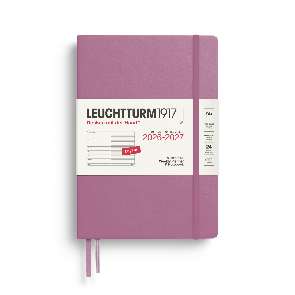 Ruled Weekly Planner & Notebook 2026/2027 A5 - Leuchtturm1917 - Dusty Rose