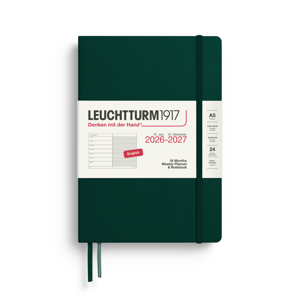 Ruled Weekly Planner & Notebook 2026/2027 A5 - Leuchtturm1917 - Forest Green