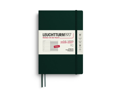 Ruled Weekly Planner & Notebook 2026/2027 A5 - Leuchtturm1917 - Forest Green