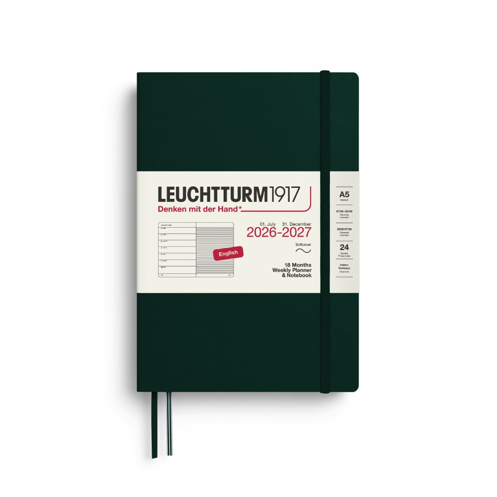 Planer tygodniowy akademicki 2026/2027 A5 - Leuchtturm1917 - Black