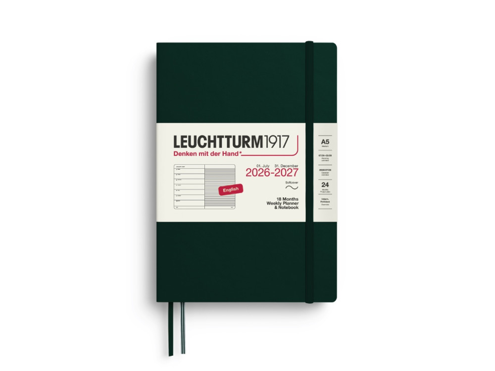 Planer tygodniowy akademicki 2026/2027 A5 - Leuchtturm1917 - Black