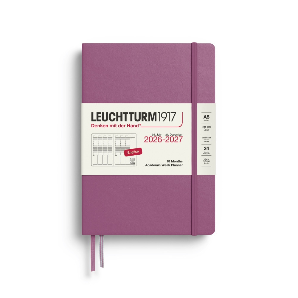 Planer tygodniowy akademicki 2026/2027 A5 - Leuchtturm1917 - Dusty Rose