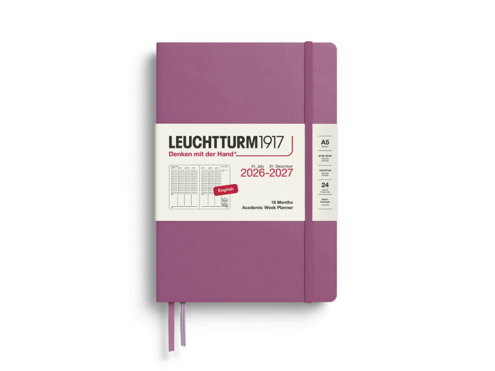 Planer tygodniowy akademicki 2026/2027 A5 - Leuchtturm1917 - Dusty Rose