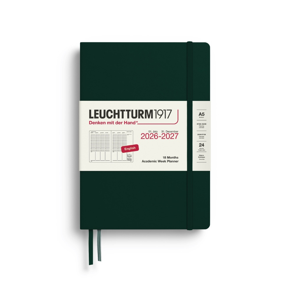 Planer tygodniowy akademicki 2026/2027 A5 - Leuchtturm1917 - Forest Green