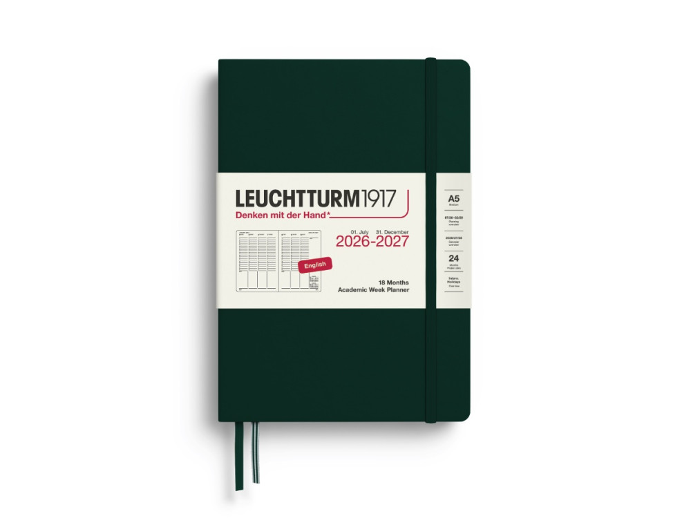 Planer tygodniowy akademicki 2026/2027 A5 - Leuchtturm1917 - Forest Green