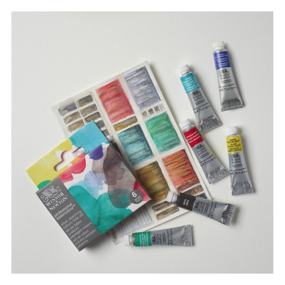 Professional Watercolor Urban Sketching Set - Winsor & Newton - 6 x 5 ml