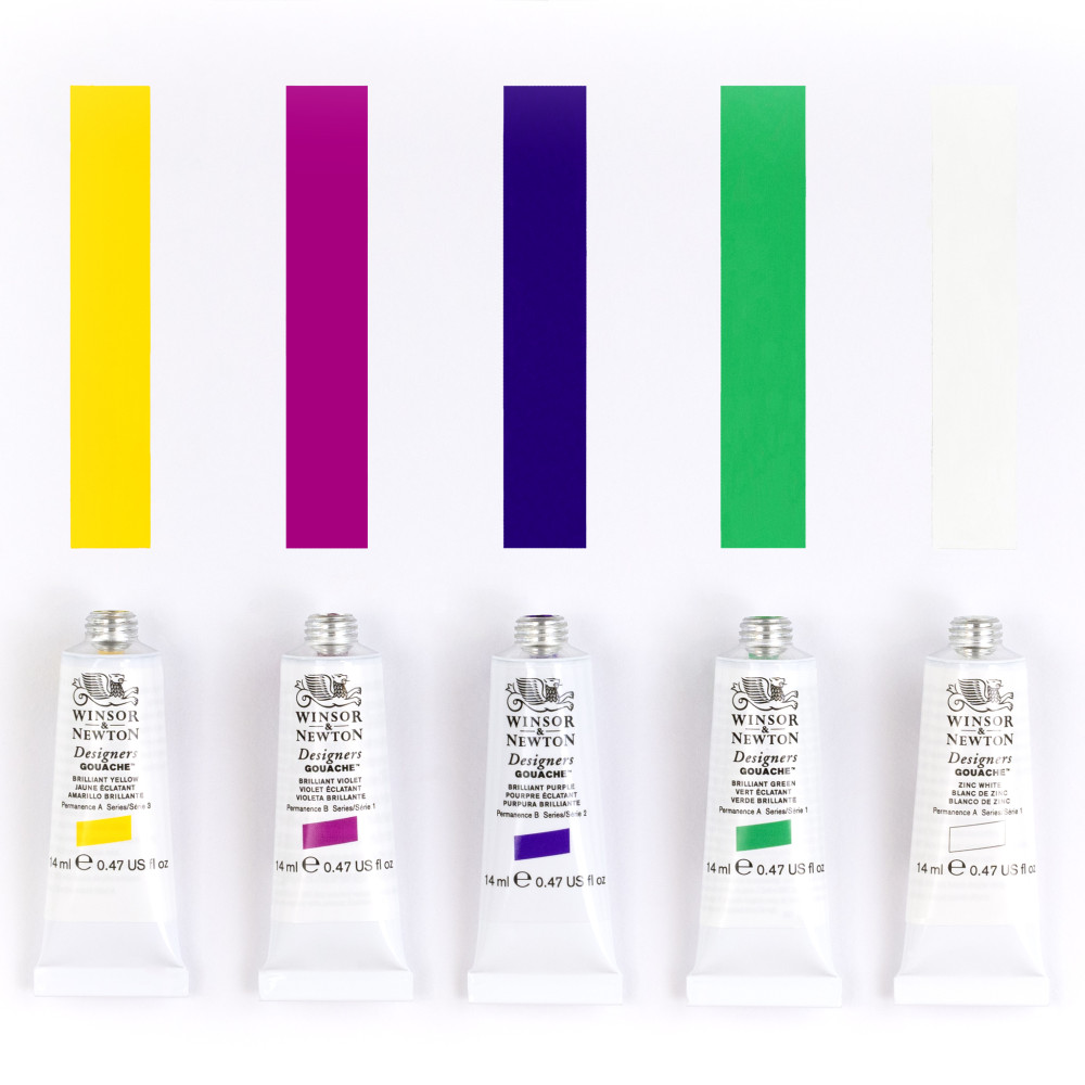 Set of Designers Gouache paints Brilliant - Winsor & Newton - 5 x 14 ml