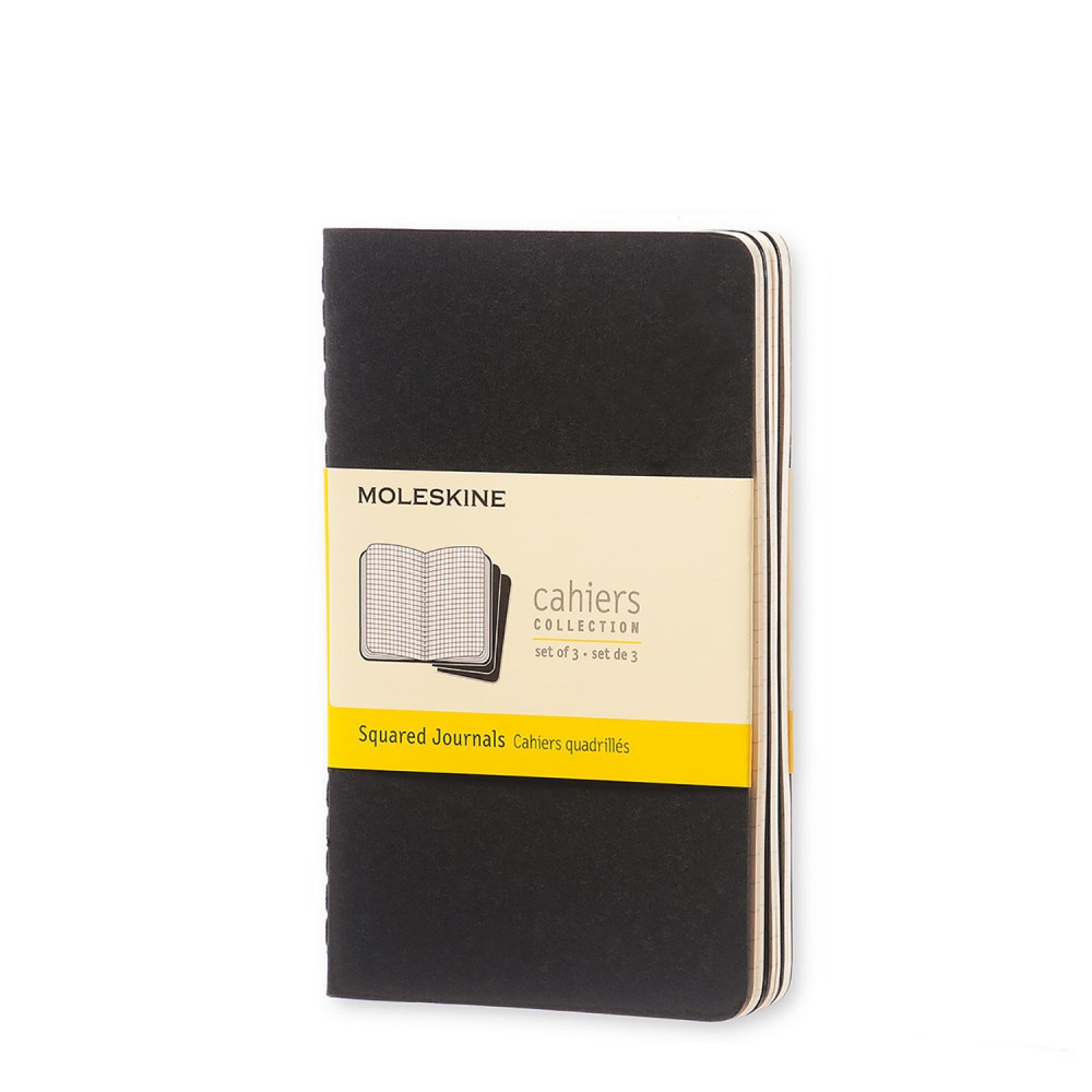 Set of 3 Squared Cahier Journals - Black - Pocket - Moleskine