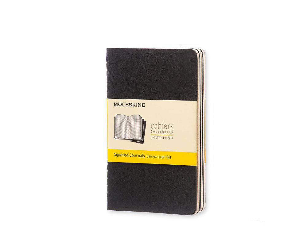 Set of 3 Squared Cahier Journals - Black - Pocket - Moleskine