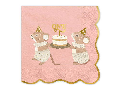 Paper napkins One Mouse - pink 12 pcs.