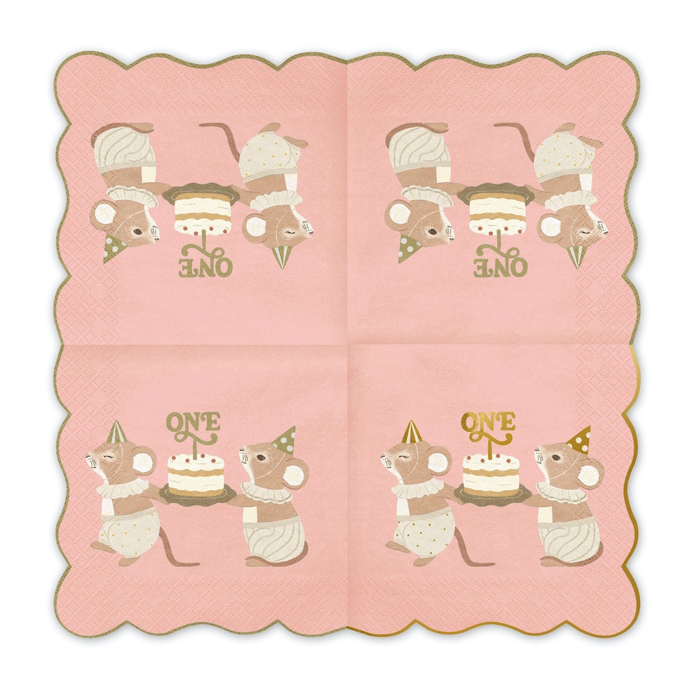 Paper napkins One Mouse - pink 12 pcs.