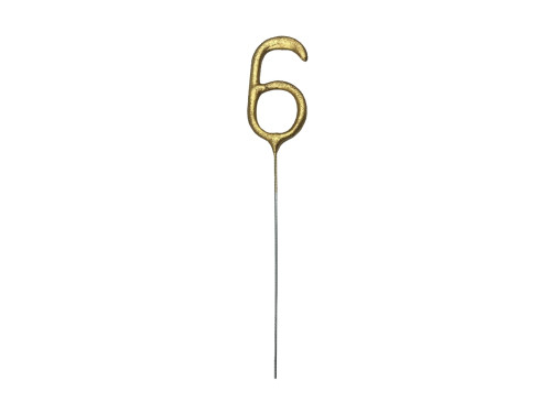 Zimne ognie Cyfra 6 - złote 15 cm