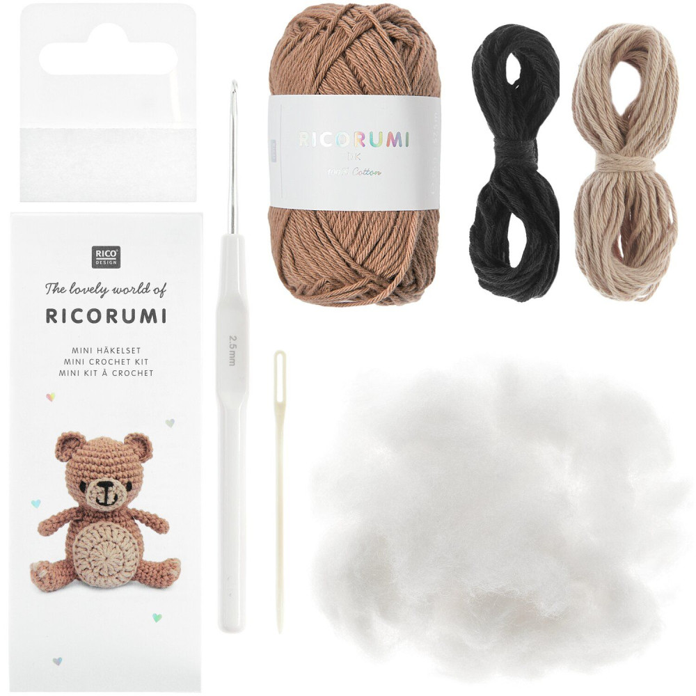 Set of Mini Easy Ricorumi DK cotton yarn - Rico Design - Teddy