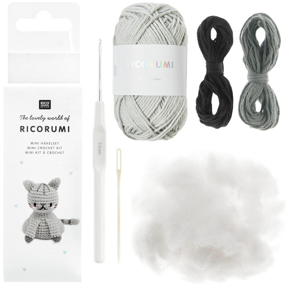 Set of Mini Easy Ricorumi DK cotton yarn - Rico Design - Cat
