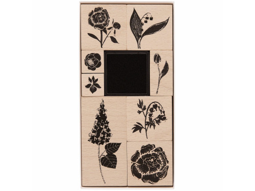 Zestaw stempli drewnianych Flowers - Paper Poetry - 9 szt.