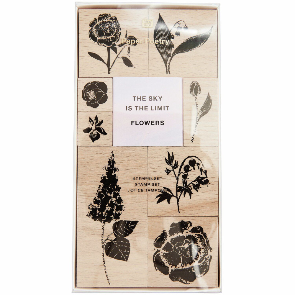 Zestaw stempli drewnianych Flowers - Paper Poetry - 9 szt.