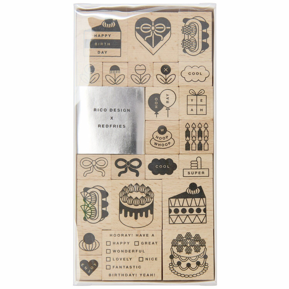 Set of wooden stamps Happy Birthday - Paper Poetry - 24 pcs.