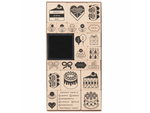 Set of wooden stamps Happy Birthday - Paper Poetry - 24 pcs.
