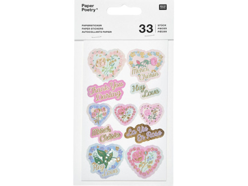 Paper stickers La Vie en Rose - Paper Poetry - 33 pcs.
