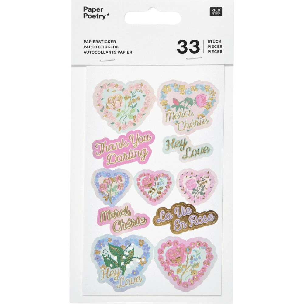 Paper stickers La Vie en Rose - Paper Poetry - 33 pcs.