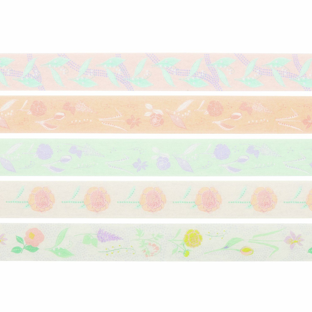 Set of washi tapes Flowers Pastel - Paper Poetry - 5 pcs.