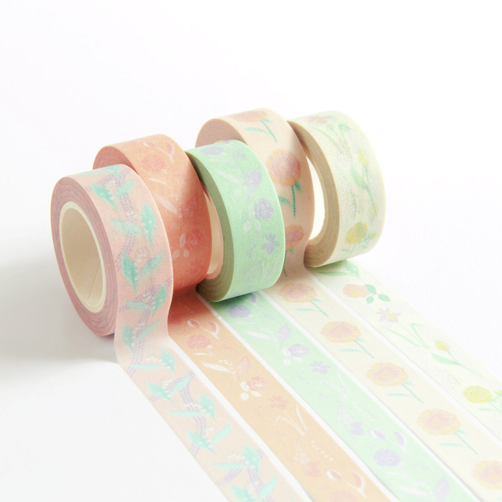 Set of washi tapes Flowers Pastel - Paper Poetry - 5 pcs.