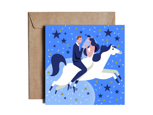 Kartka okolicznościowa 14,5 x 14,5 cm - PiesKot - Royal Blue Wedding