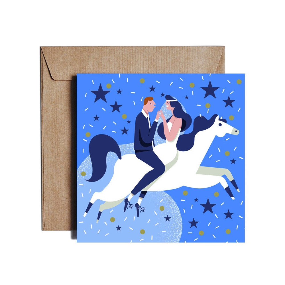 Greeting card 14,5 x 14,5 cm - PiesKot - Royal Blue Wedding