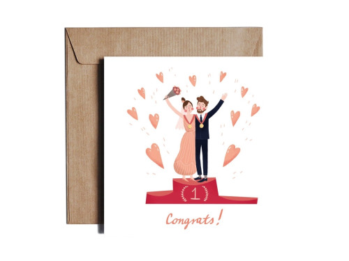 Greeting card 14,5 x 14,5 cm - PiesKot - Dream Team