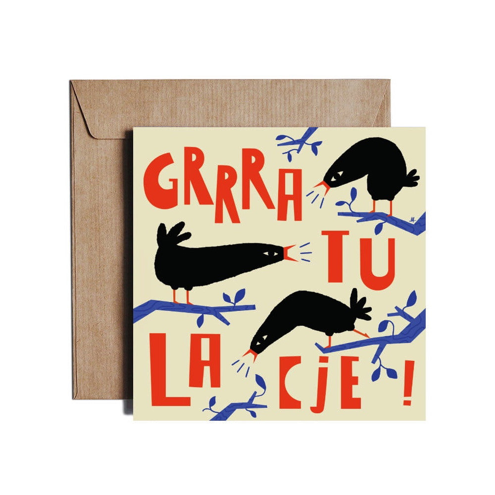 Greeting card 14,5 x 14,5 cm - PiesKot - Birds