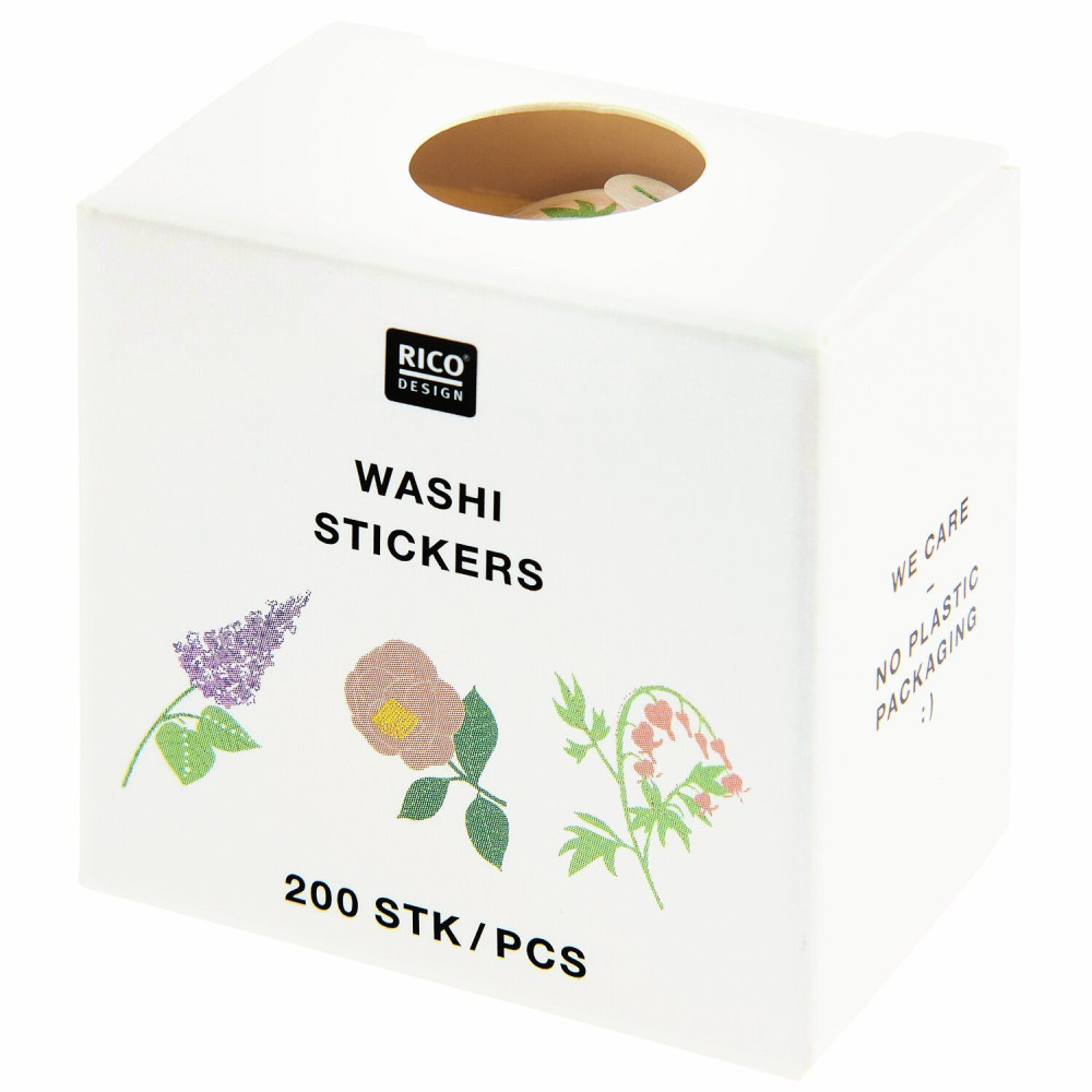 Washi paper stickers Flowers Pastel - Paper Poetry - 200 pcs.