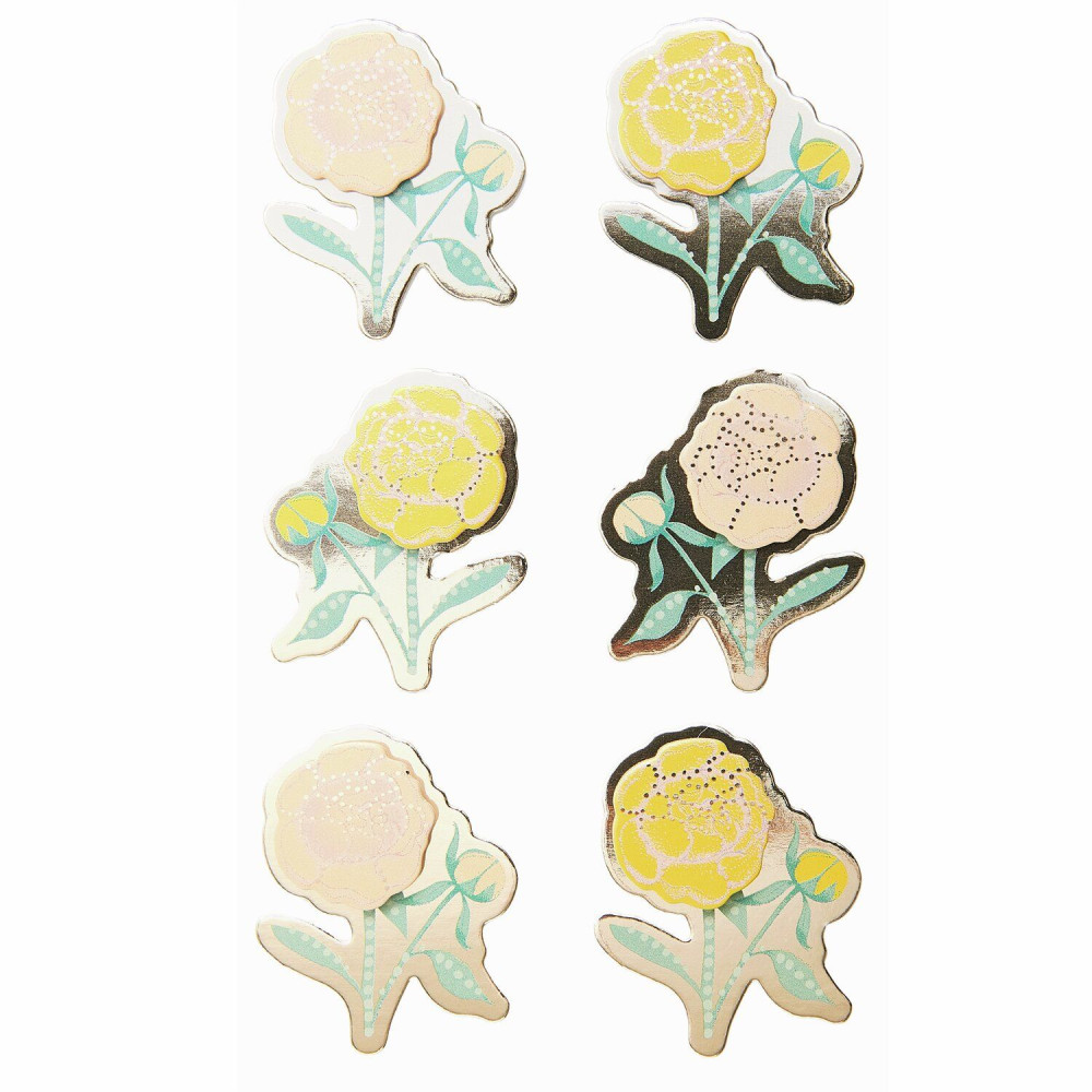 3D stickers Peonies - Paper Poetry - 6 pcs.