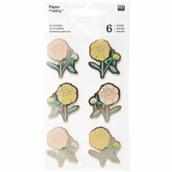 3D stickers Peonies - Paper Poetry - 6 pcs.
