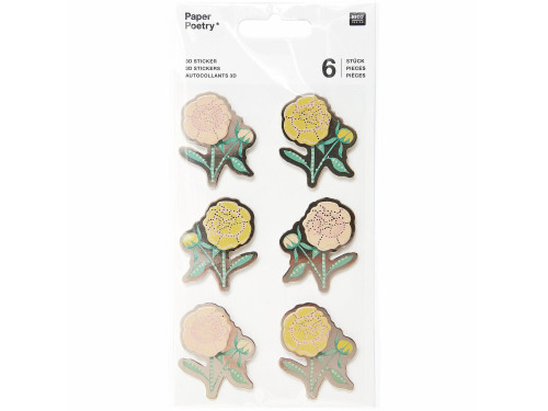 3D stickers Peonies - Paper Poetry - 6 pcs.