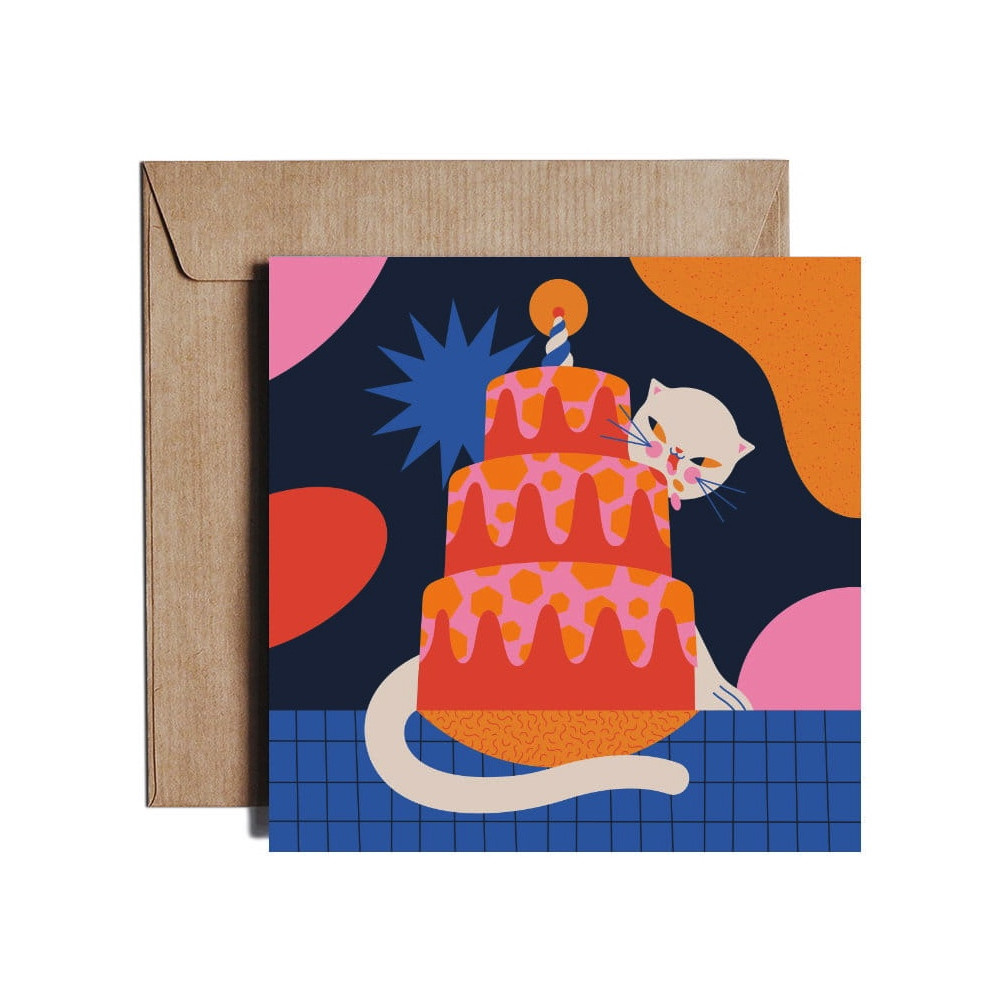 Greeting card 14,5 x 14,5 cm - PiesKot - Smudge the cat