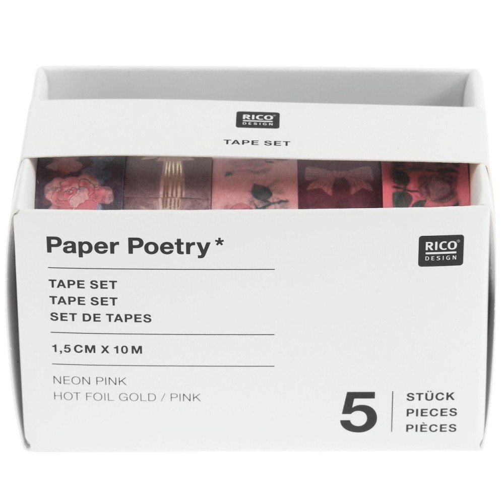 Zestaw taśm washi La Vie En Rose - Paper Poetry - 5 szt.