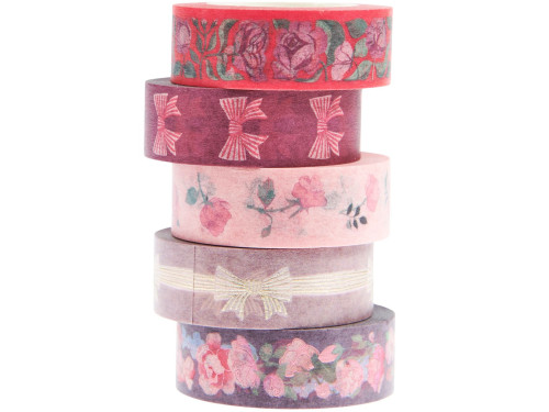 Set of washi tapes La Vie En Rose - Paper Poetry - 5 pcs.