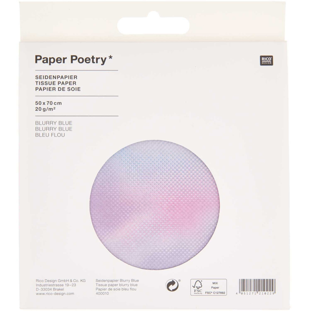 Bibuła do pakowania prezentów Blurry Blue - Paper Poetry - 5 szt.