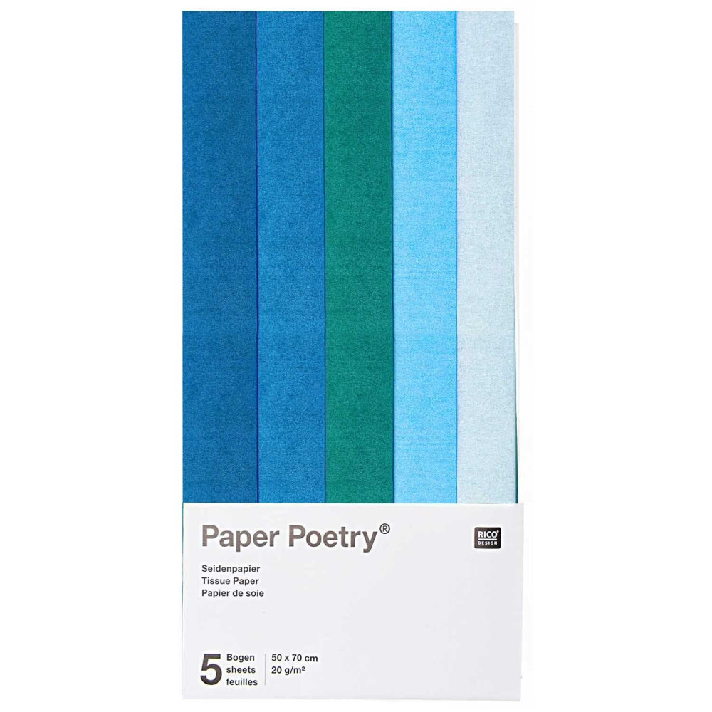 Bibuła do pakowania prezentów Blue Mix - Paper Poetry - 5 szt.
