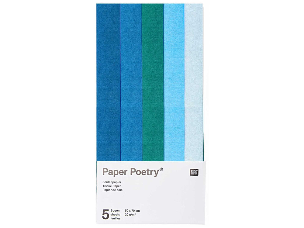 Bibuła do pakowania prezentów Blue Mix - Paper Poetry - 5 szt.