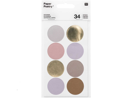 Naklejki papierowe Dots & Stripes - Paper Poetry - Mauve 34 szt.