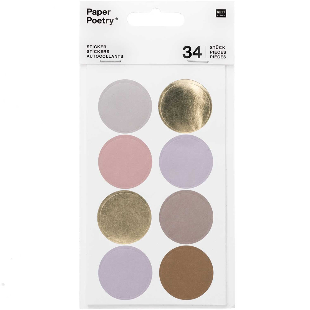 Paper stickers Dots & Stripes - Paper Poetry - Mauve 34 pcs