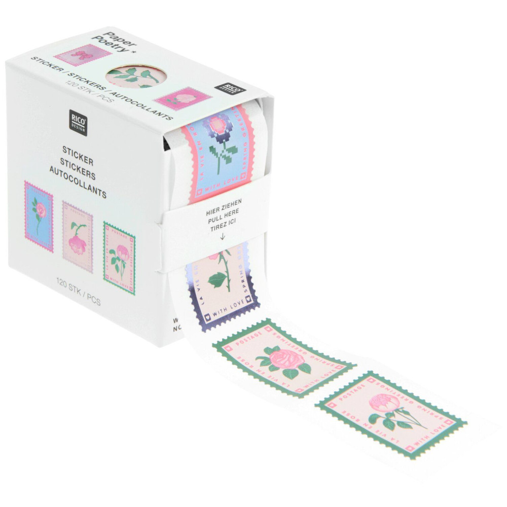 Roll stickers La Vie en Rose Stamps - Paper Poetry - 120 pcs