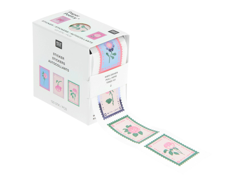 Roll stickers La Vie en Rose Stamps - Paper Poetry - 120 pcs
