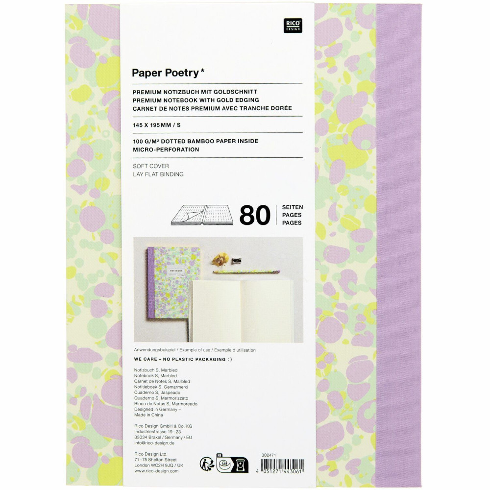 Dotted notebook Marbled 14,5 x 19,5 cm - Paper Poetry - 80 sheets