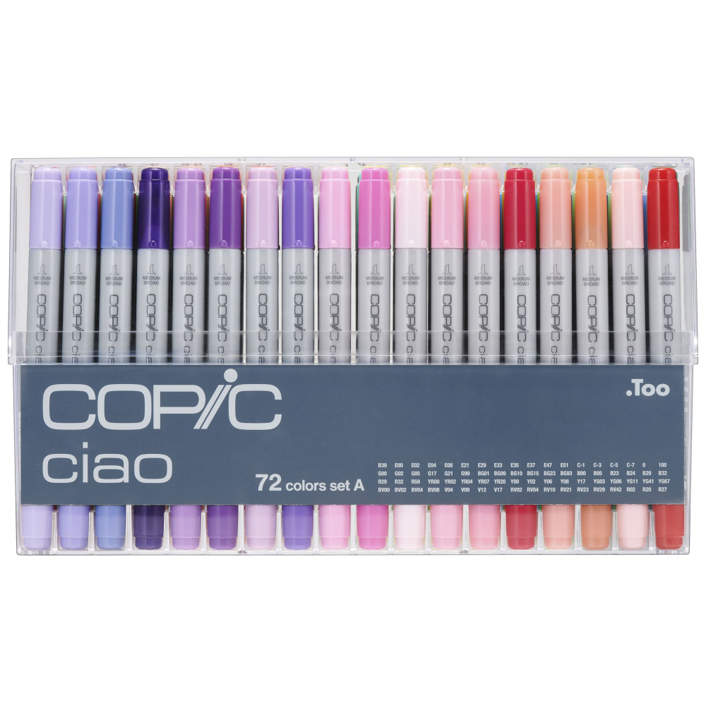 Set A of Copic Ciao dual-tip alcohol-based markers - 72 pcs