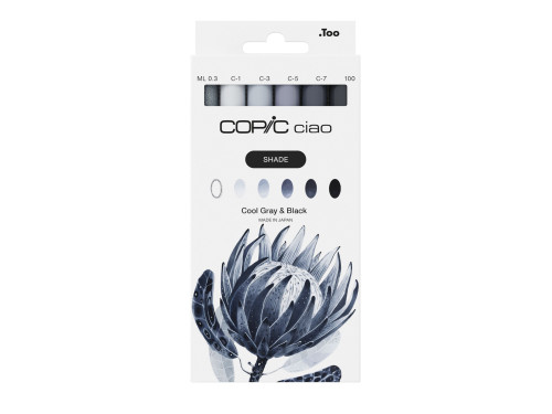Zestaw markerów dwustronnych Copic Ciao Shade - Cool Gray & Black 6 szt.