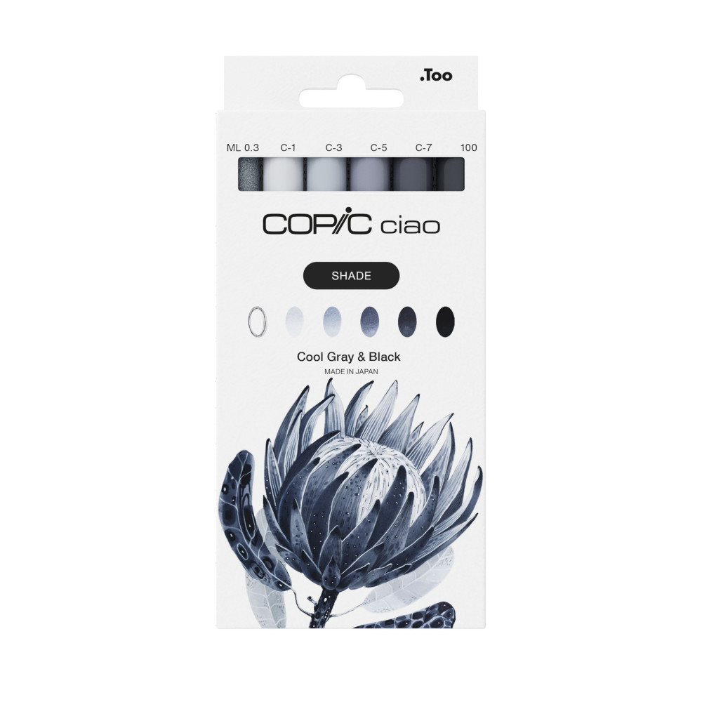 Zestaw markerów dwustronnych Copic Ciao Shade - Cool Gray & Black 6 szt.